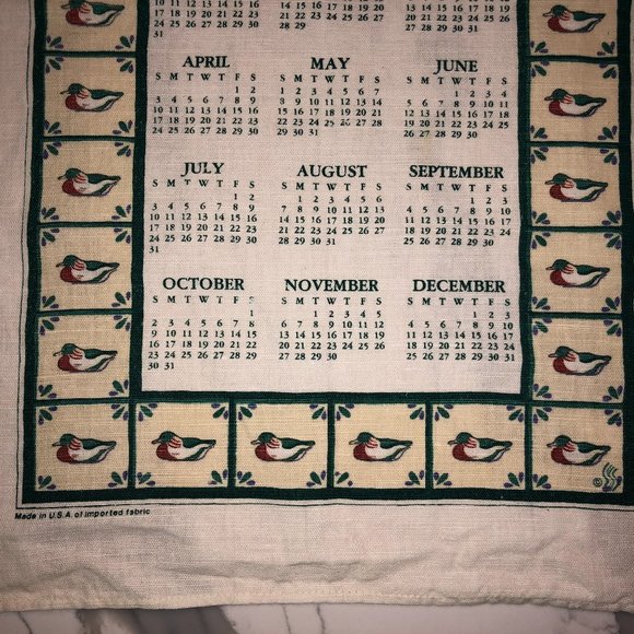 Vintage 1988 Calendar Mallard Linen Tea Towel - Picture 4 of 4